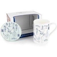 Purely Home Vintage Hobbies Mug & Coaster Gift Set - Sewing, Multi