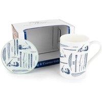 Purely Home Vintage Hobbies Mug & Coaster Gift Set - Writing, Multi