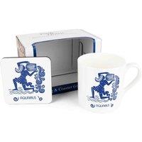 Purely Home Colourful Zodiac Mug & Coaster Gift Set - Aquarius, Multi