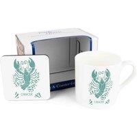 Purely Home Colourful Zodiac Mug & Coaster Gift Set - Cancer, Multi