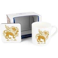 Purely Home Colourful Zodiac Mug & Coaster Gift Set - Leo, Multi