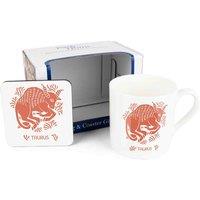Purely Home Colourful Zodiac Mug & Coaster Gift Set - Taurus, Multi
