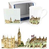 Purely Home Rhiannon Chauncey Landmarks Mug & Coaster Gift Set - Big Ben, Multi