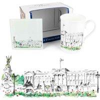 Purely Home Rhiannon Chauncey Landmarks Mug & Coaster Gift Set - Buckingham Palace, Multi
