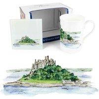 Purely Home Rhiannon Chauncey Landmarks Mug & Coaster Gift Set - St Michael's Mount, Multi