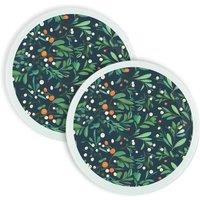 Purely Home Round Botanical Mistletoe Worktop Protector - Set Of 2, Multi