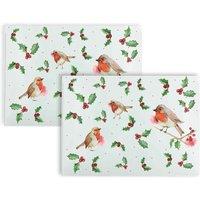 Purely Home Christmas Robins Large Rectangle Worktop Protectors - Set Of 2, Multi