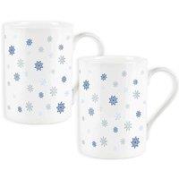 Purely Home Set Of 2 Watercolour Snowflakes Pilsdon Bonechina Mugs, Multi