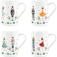 Purely Home Set Of 4 Nutcracker Pilsdon Ceramic Mugs, Multi