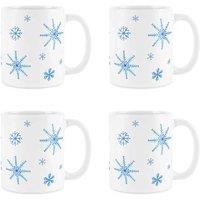 Purely Home Set Of 4 Snowflakes white Ceramic Lewesdon Mugs, Multi