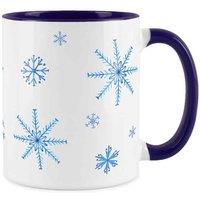 Purely Home Set Of 4 Snowflakes blue Ceramic Lewesdon Mugs, Multi