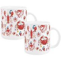 Purely Home Set Of 2 Christmas Sea Creatures Chaldon Bone China Mugs, Multi