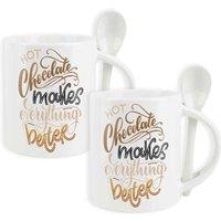 Purely Home Set Of 2 Hot Chocolate Mugs & Spoons, Multi