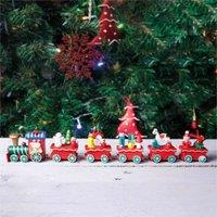 St Helens 35Cm Wooden Christmas Train Set Display, Red