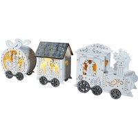 Xmas Haus Festive Light Up Led Wood Train, White