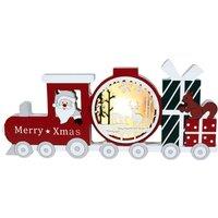 Xmas Haus Festive Light Up Led Wood Train, Multi