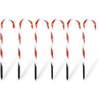 Xmas Haus Outdoor Led Christmas Candy Cane Set Of 6 With Timer And Battery Operation, Red