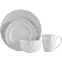 Interiors By Ph Avie 16 Piece White Embossed Dinner Set, White