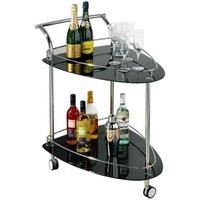 Interiors By Ph Black Tempered Glass Serving Trolley, Black
