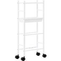 Interiors By Ph 4 Tier White Trolley With Basket, White
