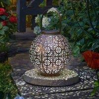 Smart Solar Large Boulette Lantern, Brown