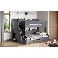 Flair Furniture Flair Slick Staircase Triple Bunk Bed - Grey, Grey