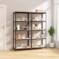 vidaXL 5-layer Shelves 2 Pcs Grey Steel&engineered Wood, Grey