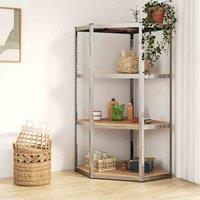 vidaXL 4-layer Corner Shelf Silver Steel&engineered Wood, Silver