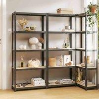 vidaXL 5-layer Shelves 3 Pcs Grey Steel&engineered Wood, Grey