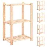 vidaXL 3-tier Storage Racks 5 Pcs 60X38X90cm Solid Pinewood 150 Kg, Brown
