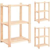 vidaXL 3-tier Storage Racks 3 Pcs 60X38X90cm Solid Pinewood 150 Kg, Brown