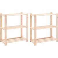 vidaXL 3-tier Storage Racks 2 Pcs 80X38X90cm Solid Pinewood 150 Kg, Brown
