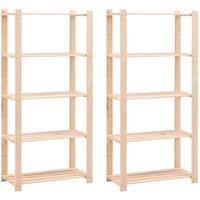 vidaXL 5-tier Storage Racks 2 Pcs 80X38X170cm Solid Pinewood 250 Kg, Brown