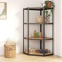 vidaXL 4-layer Corner Shelf Grey Steel&engineered Wood, Grey