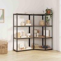 vidaXL 4-layer Shelves 2 Pcs Grey Steel&engineered Wood, Grey
