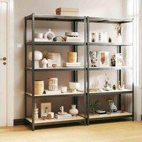 vidaXL 5-layer Heavy-duty Shelves 2 Pcs Grey Steel&engineered Wood, Grey