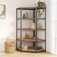 vidaXL 5-layer Heavy-duty Corner Shelf Grey Steel&engineered Wood, Grey