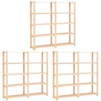 vidaXL 5-tier Storage Racks 3 Pcs 170X38X170cm Solid Pinewood 500 Kg, Brown