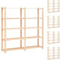 vidaXL 5-tier Storage Racks 5 Pcs 170X38X170cm Solid Pinewood 500 Kg, Brown
