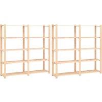 vidaXL 5-tier Storage Racks 2 Pcs 170X38X170cm Solid Pinewood 500 Kg, Brown