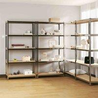 vidaXL 5-layer Shelves 4 Pcs Silver Steel&engineered Wood, Silver