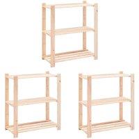 vidaXL 3-tier Storage Racks 3 Pcs 80X38X90cm Solid Pinewood 150 Kg, Brown