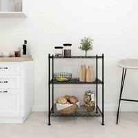 vidaXL 3-tier Storage Rack 60X35X76cm Black 150 Kg, Black