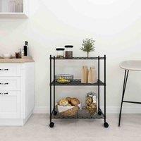vidaXL 3-Tier Storage Rack with Wheels 60x35x81 cm Black 150 kg, Black