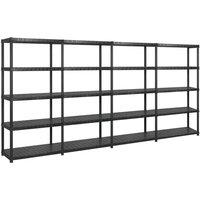vidaXL Storage Shelf 5-tier Black 366X45.7X185cm Plastic, Black