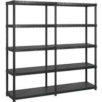 vidaXL Storage Shelf 5-tier Black 183X45.7X185cm Plastic, Black