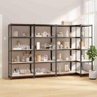 vidaXL 5-layer Shelves 4 Pcs Grey Steel&engineered Wood, Grey