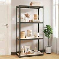 vidaXL 4-layer Storage Shelf Grey Steel&engineered Wood, Grey