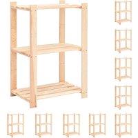 vidaXL 3-tier Storage Racks 10 Pcs 60X38X90cm Solid Pinewood 150 Kg, Brown