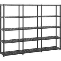 vidaXL Storage Shelf 5-tier Black 213X38X170cm Plastic, Black